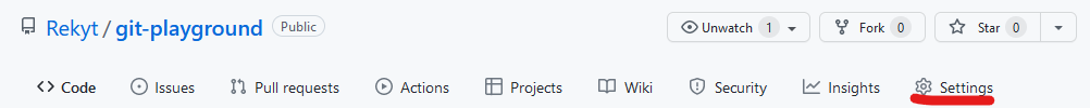 Settings tab of a GitHub project